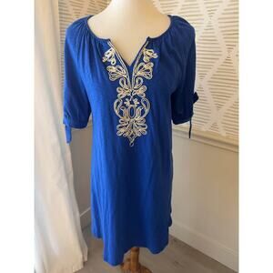 NWT Jade Melody Tam Women’s Small Blue Embroidered Peasant Dress